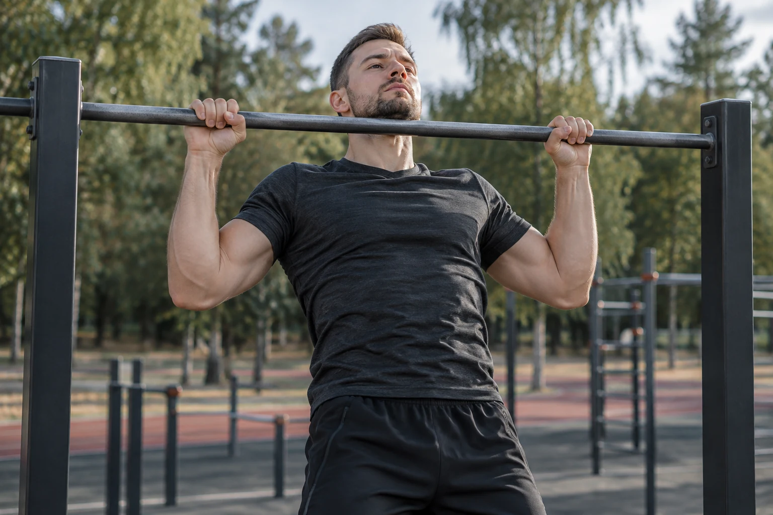 Силовая подготовка на спортивной площадке — иллюстрация